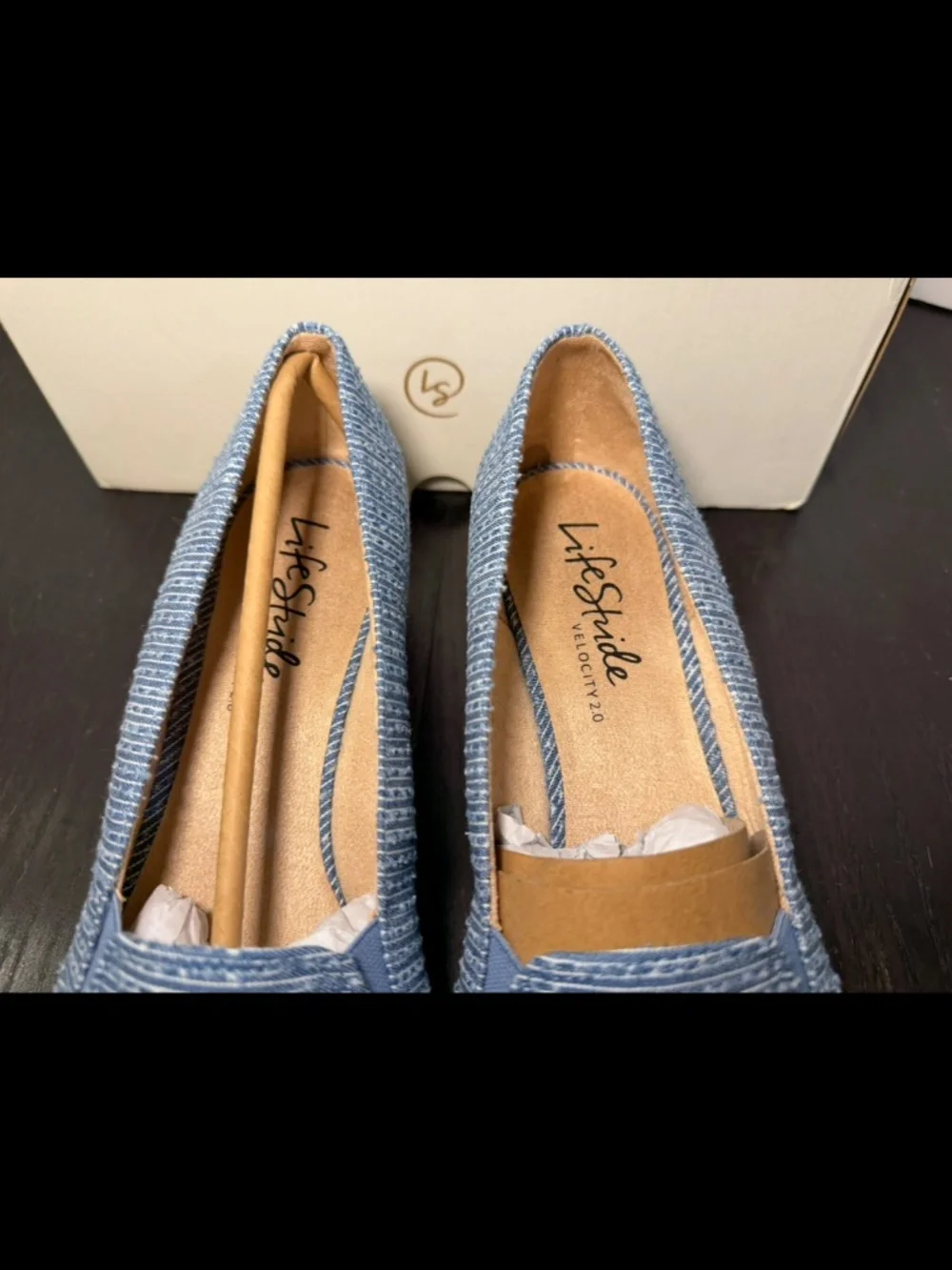 LifeStride Kamilla Espadrille Wedge Slip On Shoes Mid Blue Denim Womans 10M